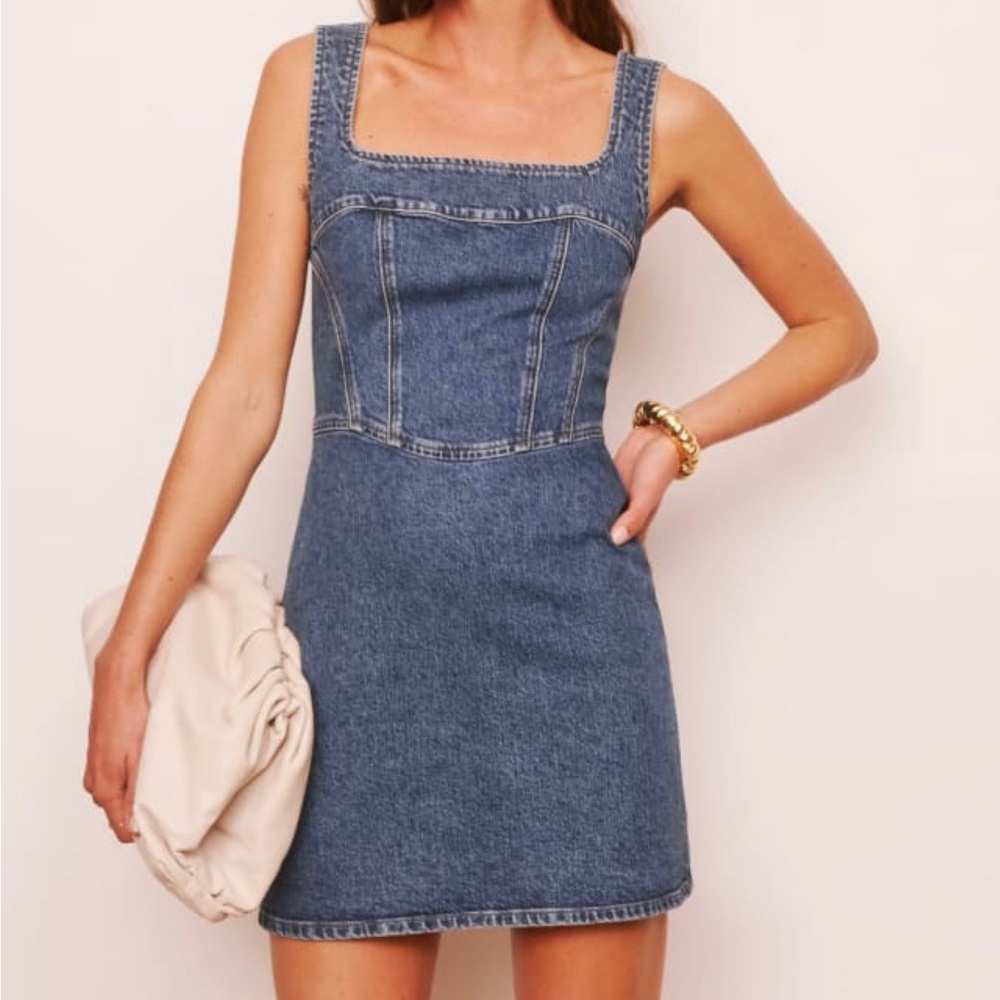 Reformation Denim Corset Dress